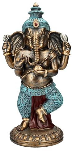 Figuren Shop GmbH Ganesha-Figur in Tanzpose 31,5 cm, Weisheits-Symbol, Bronzefarben, Kunststein, Statue, Gottheit, Hinduismus