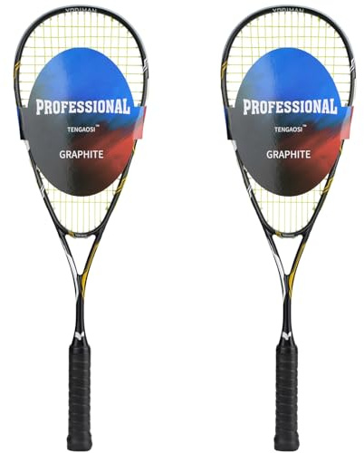 TENGAOSI Grafit Touch Squash racket serien, (hastighet/radikal), förspända squashracketar set med 2 (gul-2)