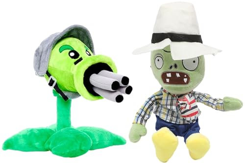 Hilloly Plants vs Zombies 2 Pc Stuffed Plush Toys, Green Plant Shaped Plush Dolls, Zombie Game Theme Gift For Children