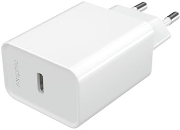 ZAGG mophie Essentials Power Adapter USB-C PD 20W, Fast Charging, Travel Friendly, Lightweight, White, Europe Adapter