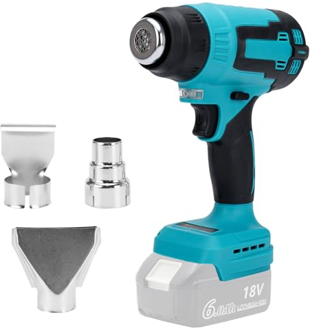 Roadtime Pistola termica a batteria compatibile con batteria Makita da 18 V, pistola termica senza spazzole con 3 ugelli e 2 livelli di temperatura per asciugare, piegare tubi, rimozione colore (solo