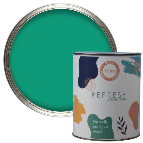 Vintro Paint Refresh Emerald Green Matt Finish for Furniture, Walls, or Wood, Interior Use - 1 Litre (Emerald Green)