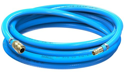 AUPROTEC Druckluftschlauch Set 8mm Ø Innen 5m PVC-Schlauch I Mit Messing Schnellkupplung für Druckluft-Kompressor I AUPROTEC Kompressorschlauch hochflexibel
