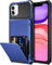 Draamvol for iPhone 11 Phone Case with Card Holder Slots Armor Shockproof Flip Wallet Case Hard PU Back Soft TPU Inner Bumper Cover for iPhone 11 Case, Blue