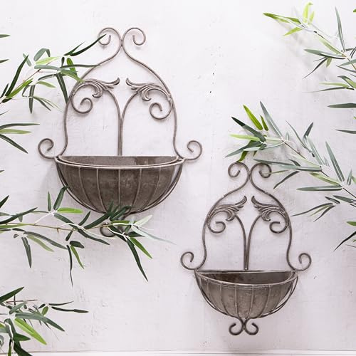 Generic Grey Metal Ornate Scroll Vintage Wall Removable Baskets Flower Pot Garden Planters (Small)