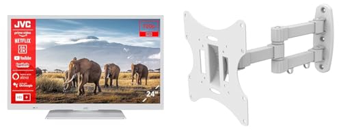 JVC LT-24VH5156W 24 Zoll Fernseher/Smart TV & PureMounts Wandhalterung für TV Geräte mit 58-107cm (23-42)