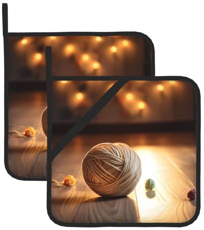 Lot de 2 maniques carrées en laine à tricoter 20,3 x 20,3 cm : tissus de qualité, anti-brûlure et facile à nettoyer