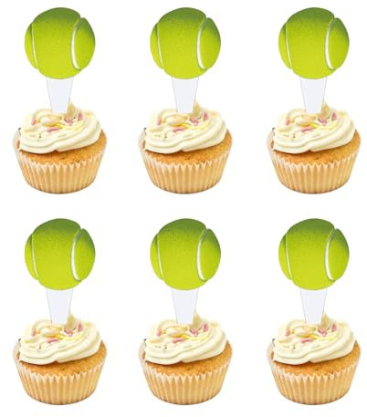 25 Stück Doppelseitiges Tennis Cupcake Topper - Sport Kuchen Dekoration für Themed Party und Periphere Aktivitäten