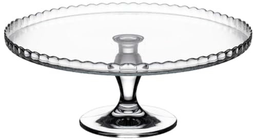 Tradineur - Expositor para tartas con pie - Fabricado en Cristal - Fácil limpieza y Durabilidad - Ideal para Pasteles y diversos postres - Ø 32 x 13 cm