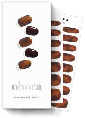 ohora Semi Cured Gel Nail Strips (N Pumpkin Swirl) - Works with Any Nail Lamps, Salon-Quality, Long Lasting, Easy to Apply & Remove - Includes 2 Prep Pads, File & Wooden Stick