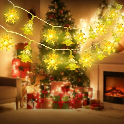 OWill Luces Navidad Pilas, Luces Navidad Interior 6M 40 LEDS Luces de Navidad Exterior, Adornos de Navidad Luces Navidad Exterior Pilas Decoracion Navidad