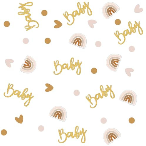 60 Stück Babyparty Deko,Mädchen Baby Shower Party Dekoration Babyshowerparty Deko,Konfetti Mit 4 Mustern,Gender Reveal Neutral,Baby Dusche Zubehör Für Baby Shower Decor,Tischdeko,Gender Reveal Party