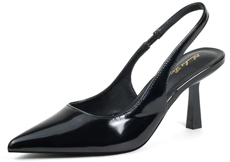 Zhabtuc Women's Pointed Toe Kitten Heel Slingback Dress Pumps | 3 inch stiletto heel, slip on elastic strap, wedding party sandals, pointed closed toe, dress shoes for women