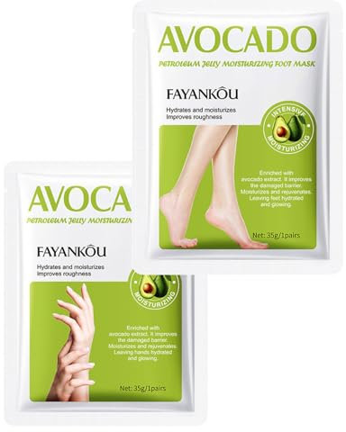 ZEXIJOW Paire de masques pour les mains et les pieds,Masque nourrissant régénérant anti-âge adapté aux mains et aux pieds secs,Vieillis et gercés,Convient aux hommes et aux femmes(Avocat)