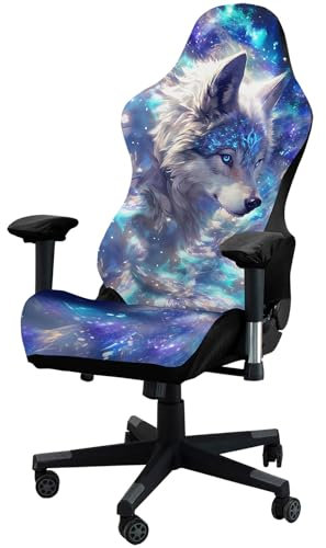 JinZao Housse Chaise Gaming élastique antidérapante, Housse Fauteuil Bureau avec Accoudoirs Et Dossier, Protection Chaise Gaming avec des Motifs d'animaux imprimés en 3D, Pas Facile à décolorer(A)