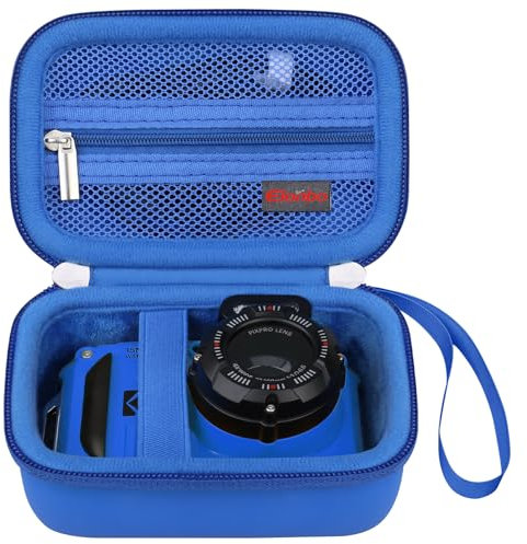 Elonbo Carrying Case for KODAK PIXPRO WPZ2 Digital Camera, KODAK WPZ2 Hard Travel Bag, Rugged Waterproof Shockproof 4K Video Vlogging Camera Storage Cover, Mesh Pocket fits Battery Cables, PU Blue