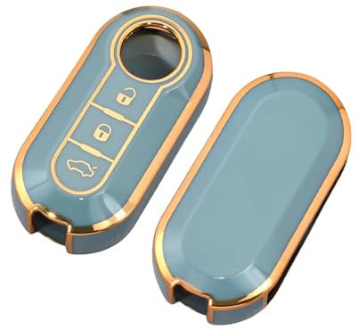 pour Fiat 500 Ducato Panda 500L Punto Lancia Musa pour Citroën Porte-clés De Voiture À La Mode, Housse(Blue Gold)