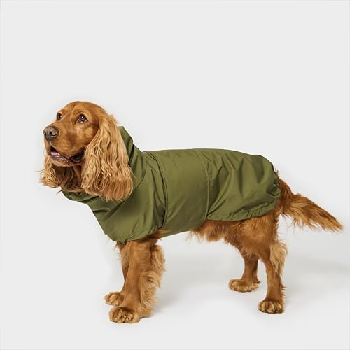 PAW WOW Oskar Hunderegenmantel, Deepforest Olive, 2XL | Wasserdicht, Bauchschutz & Geschirröffnung, Reflektierende Hunde-Regenjacke, Für Kleine & Große Hunde