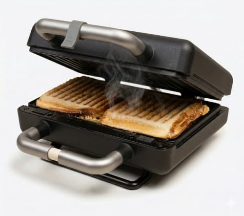 Gadgy Gaufrier et Croque-Monsieur 2 en 1 – Plaques Amovibles Anti-Adhésives – Thermostat – Poignée Cool-Touch – Voyants Lumineux – Rangement Vertical – Noir Mat/Argent