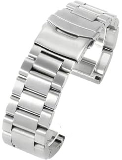 BGFFDSZ Schwarzer Stahl, verdickend, allergiegetestet, massiver Edelstahl, for Herren, 24 22 mm, kompatibel mit Parnis, Doppeldruckschnalle, Panerai, Ersatz-Uhrenarmbänder(Steel,24mm)