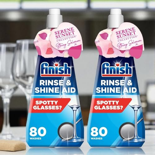 Pack Of 2 X 400ml Finish Regular Dishwasher Rinse Aid 80 Washes, Better Drying & Superior Spot Prevention