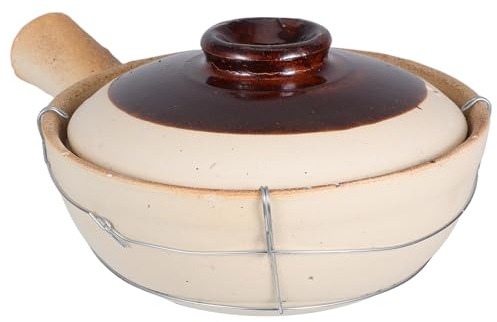 OHPHCALL Chinese Clay Pot Casserole Dish with Lid, Clay+iron Construction, Even Heat Distribution, Retains Original Flavour for Rice, Soup, Stew, Family Gatherings