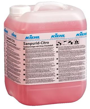 KIEHL Sanpurid-Citro Sanitärreiniger 10L Kanister – Sanitärreiniger mit Citrus-Frischeduft – Kalklöser für Bad, WC & Dusche – Profi Reinigungsmittel gegen Kalk, Urinstein & Seifenreste