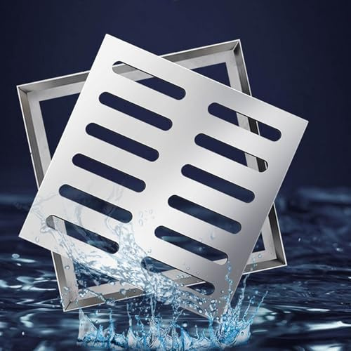 GHFXSCV Griglia di drenaggio Esterna in Acciaio Inox, Coperchio per pozzetto 40x40 cm per Doccia, pozzetto di Raccolta, vialetto, marciapiede, Cemento, Giardino, Design in ghisa Resistente
