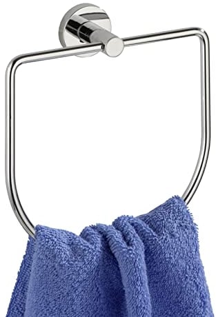 WENKO Power-Loc® Handtuchring Elegance - Befestigen ohne bohren, Zinkdruckguss, 16.5 x 18 x 5 cm, Chrom