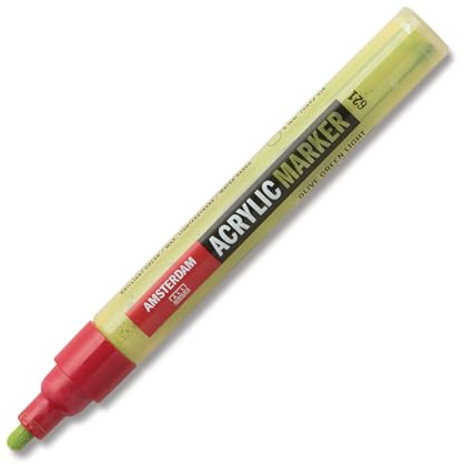 Amsterdam Acrylic Marker - Olivgrün hell 621-4 mm Feder - halbdeckend - lichtecht - auf Wasserbasis - hochwertiges Pigment - vielseitiger Kunststift