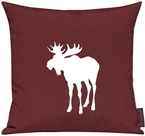 Shirtinstyle Sofakissen, Kissenbezug, Kissenhülle, Tiere Dein Lieblings Tier Elch, Größe 40 x 40cm, Farbe Rot