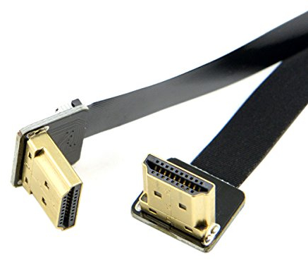 Cablecc FPV Dual Up Angle 90 Degree HDMI Type A Male to Male HDTV FPC Flat Cable 20cm for Multicopter Aerial Photography