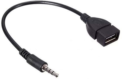 CABLEPELADO Câble adaptateur USB femelle vers jack 3,5 mm AUX mâle, convient pour connecter un appareil USB à une prise auxiliaire de voiture, 20 cm, noir