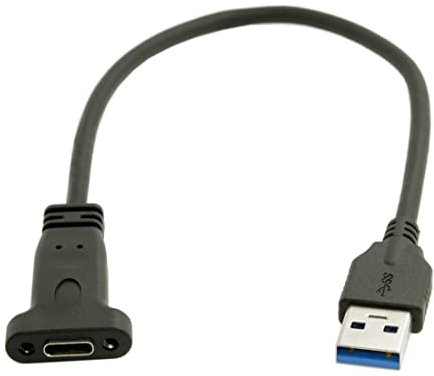 CY USB-C USB 3.1 Tipo C Femmina a USB 3.0 A Maschio Cavo dati 20 cm con foro per vite per montaggio a pannello