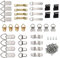 FEPITO 96 Pcs Photo Frame Hanging Hooks Kit, 9 Models Picture Hanger Hooks with Screws for Office Family Photo Picture Painting Hanging Assorted Types