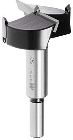 Sourcingmap Forstner Drill Bits 50mm, Tungsten Carbide Wood Hole Saw Auger Opener, Woodworking Hinge Hole Drilling Boring Bit Cutter (Black, Silver Tone)
