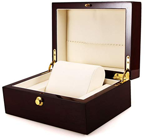 Scatola Porta Orologi,Custodia Per Orologi Singolo Orologio Da Polso Espositore Display Scatola Di Immagazzinaggio Serratura In Metallo Di Legno Vernice Per Uomini E Donne Bracciali Scatola Gioielli-1