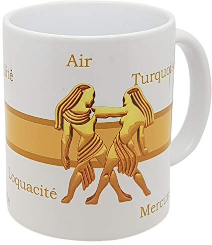 Kalféa Mug Signe du Zodiaque gémeaux Tasse Astrologique rétro avec qualités Mug Idée Cadeau Originale Famille Parent Anniversaire Noel Fete Amis collègue