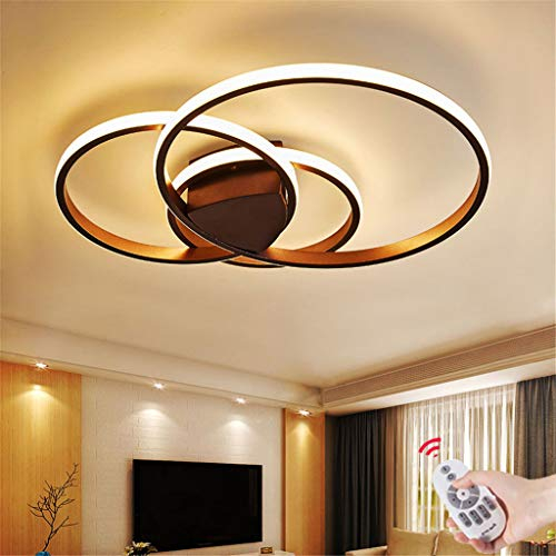 JINWELL Acryl Deckenleuchte schmiedeeiserne runde Wohnzimmerlampe LED Modern Design Deckenlampe Metall Kronleuchter für Esszimmer Küche Schlafzimmer Bad Decke Leuchten Braun 54W Three circles