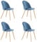 EGOONM 4er Set Esszimmerstühle Küchenstühle Samt Weich Kissen Sitz und Rücken Mit Hölzernen Metallbeinen Küche Stühle, Blau