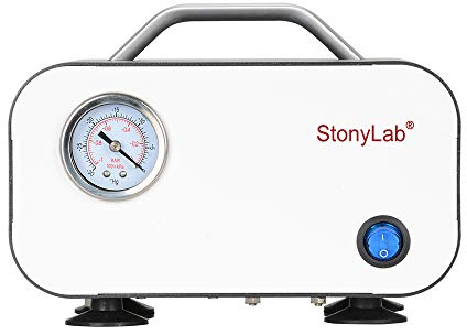 stonylab Membran-Vakuumpumpe, kompakte ölfreie Vakuumpumpe Druckpumpe mit 10 L/min Saugvermögen für Filtration Destillation Laborarbeit, 110-220V