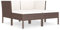 vidaXL Gartenmöbel 4-TLG. mit Auflagen Lounge Sofa Garten Garnitur Sitzgarnitur Sitzgruppe Gartenset Gartensofa Hocker Poly Rattan Braun