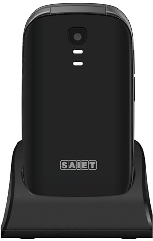 SAIET - Cellulare per Senior Facile da Usare FOCUS - Telefono per Anziani Tasti e Caratteri Grandi - Cellulare Anziani con Audio Amplificato - Nero