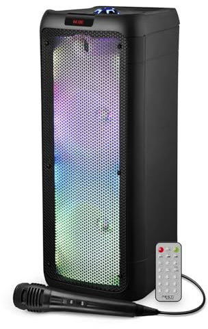Enceinte Active - FestiSound SRX208-500W - 2x 8 à LED - Autonome sur Batterie Bluetooth USB SD TWS - Micro fil