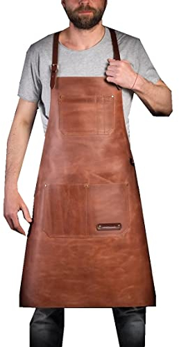 Lederschürze für Schreiner, Holzbearbeitung, Schmiedekunst – Leder-Grillschürze, Holz-Lederschürze, Küchenschürze für Koch, für Herren und Damen