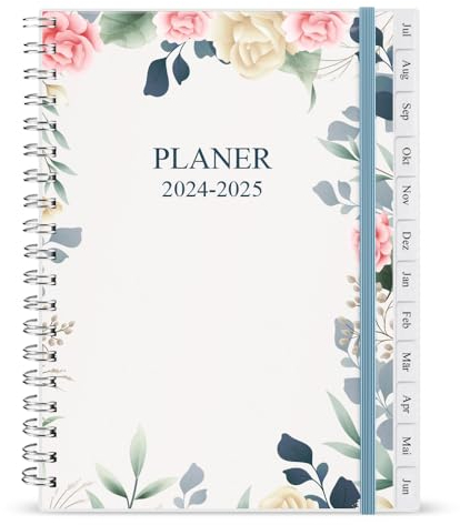 Kalender 2025-2026, A5-Wochenplaner mit Monatsregistern, Jul 2025-Jun 2026, Diary 2025-2026 elastischer Verschluss, Doppeldrahtbindung, einfache Organisation täglichen Lebens, 14,8×21cm, Planer 25-26