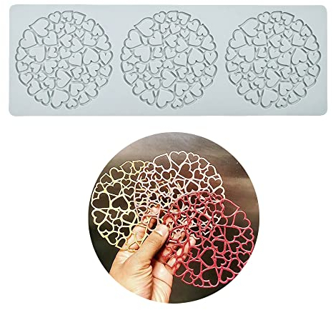 Moule en silicone en forme de Amour rond pour fondant, tapis dentelle creux 3D pour chocolat, bonbons, dentelle pour pâtisserie, sucre, dessert, cupcake