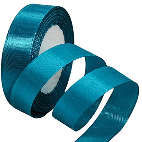 22m Satinband Geschenkband Pfauen Blau 40mm Breit,Auto Seidenband Blau Dick Schleifenband Satin Dekoband Geschenkverpackung Deko Band Stoffband für Halloween Weihnachten Hochzeit Taufe Geburtstag DIY