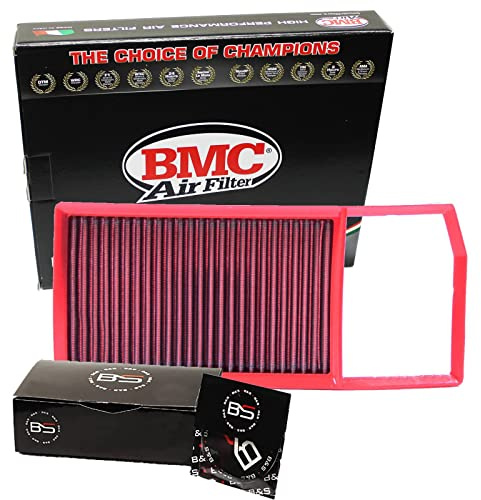 B&S Kit Filtro Aria Sportivo Aspirazione Rigenerabile Lavabile FB980/01 con Profumatore Interni