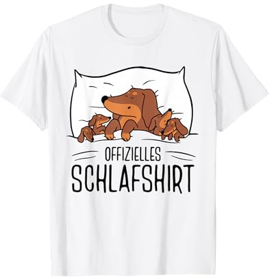 Offizielles Schlafshirt Dackel Pyjama Schlafanzug T-Shirt